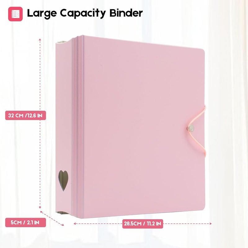 Ablus A4 Kpop Photocard Binder, 4 Ring Binder Photo Album for Fujifilm Instax Mini Camera Polaroid Printer Photo Film, 2x3 inch Kpop Photocard Holder Book with 25 Pages 9 Pocket (Pink) - Image 2